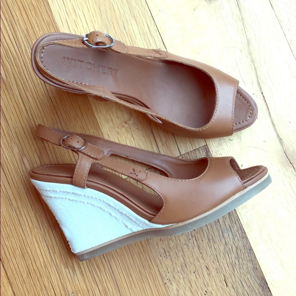 Witchery Riviera canvas and leather wedges